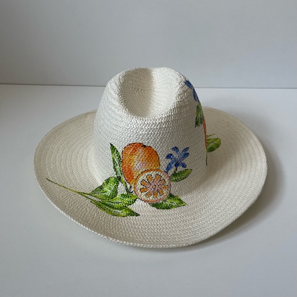 NWT- ONIA hand painted Rosa Panama Orange hat. Perfect in every way !? Onia | Accessories | Nwt Onia Hand Painted Rosa Panama  main image 2